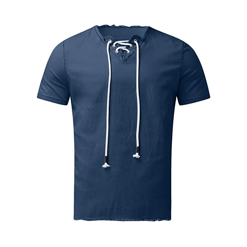 Stretch denim shirt with laces - men's