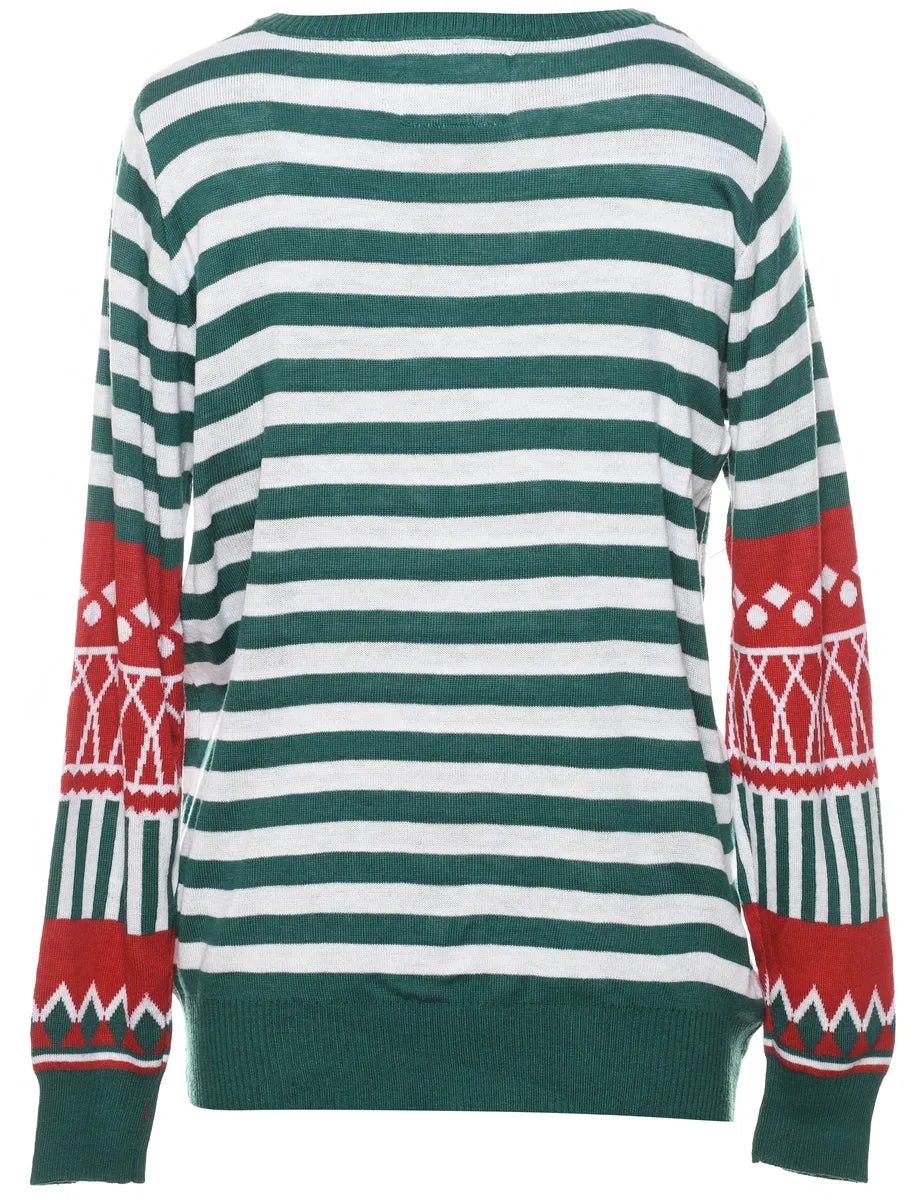 Striped Christmas Jumper - L