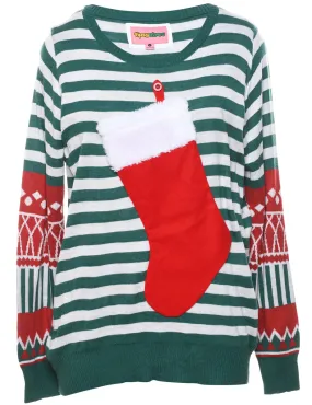 Striped Christmas Jumper - L