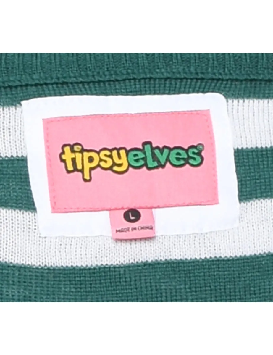 Striped Christmas Jumper - L