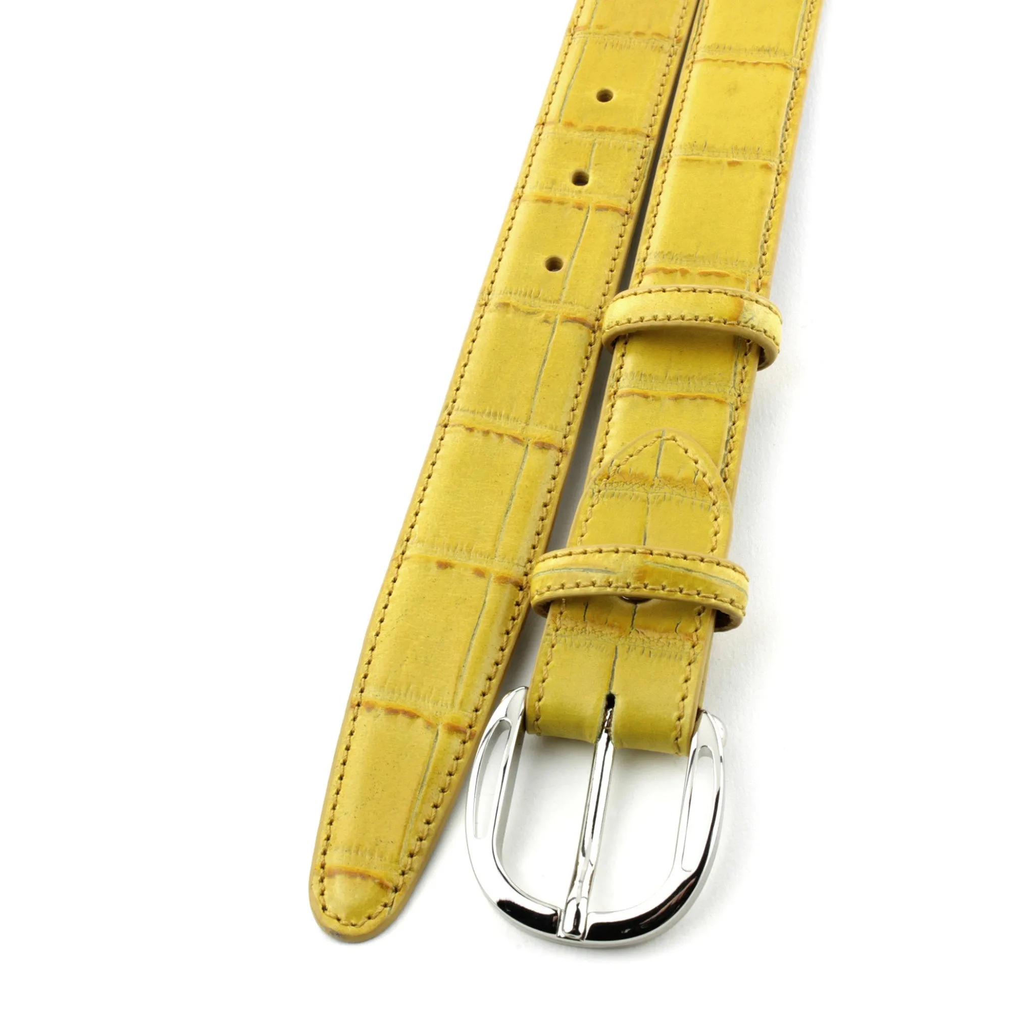 Sunflower narrow mock alligator belt