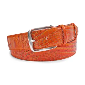 Tangerine Mock Caiman Fluted Prong Belt