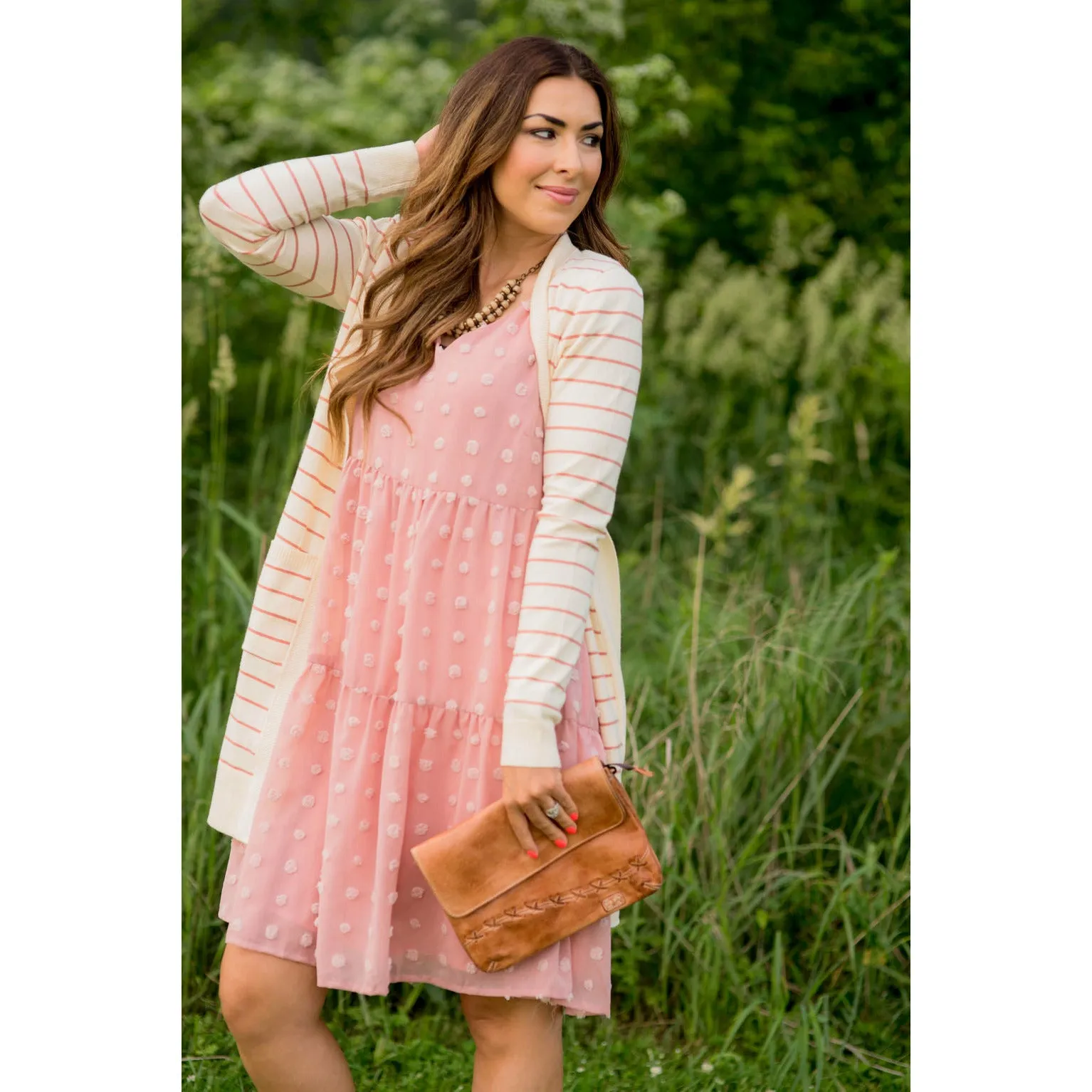 Thin Striped Cardigan-Cream