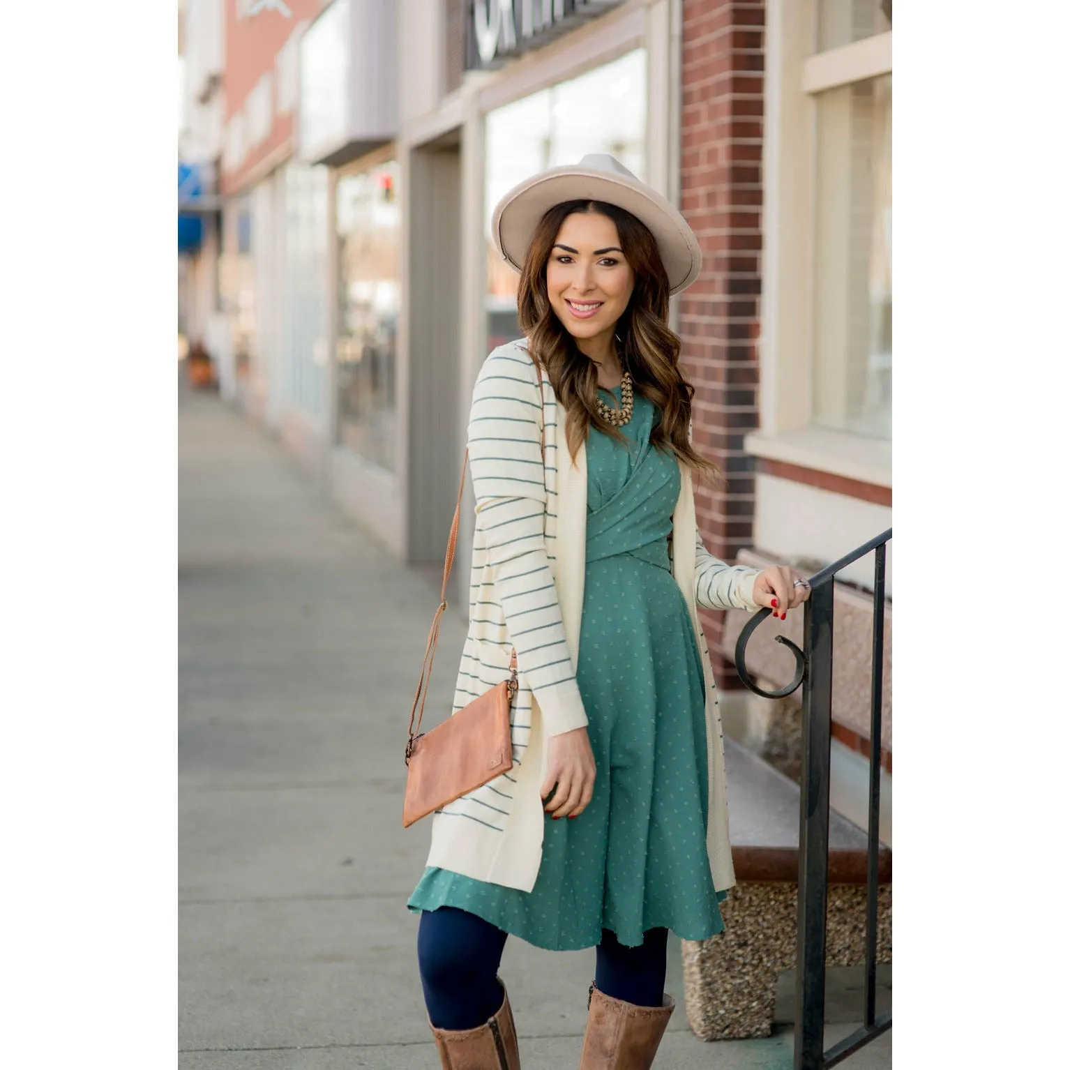Thin Striped Cardigan-Cream