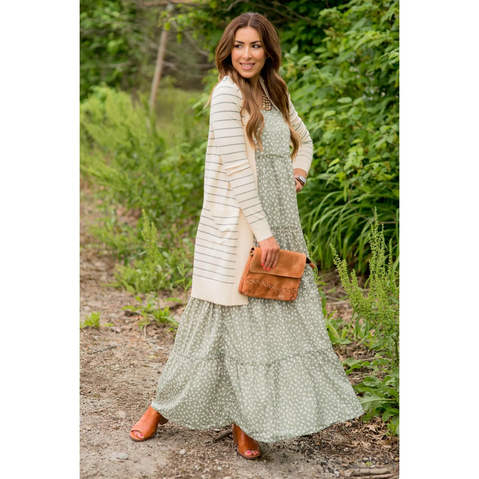 Thin Striped Cardigan-Cream