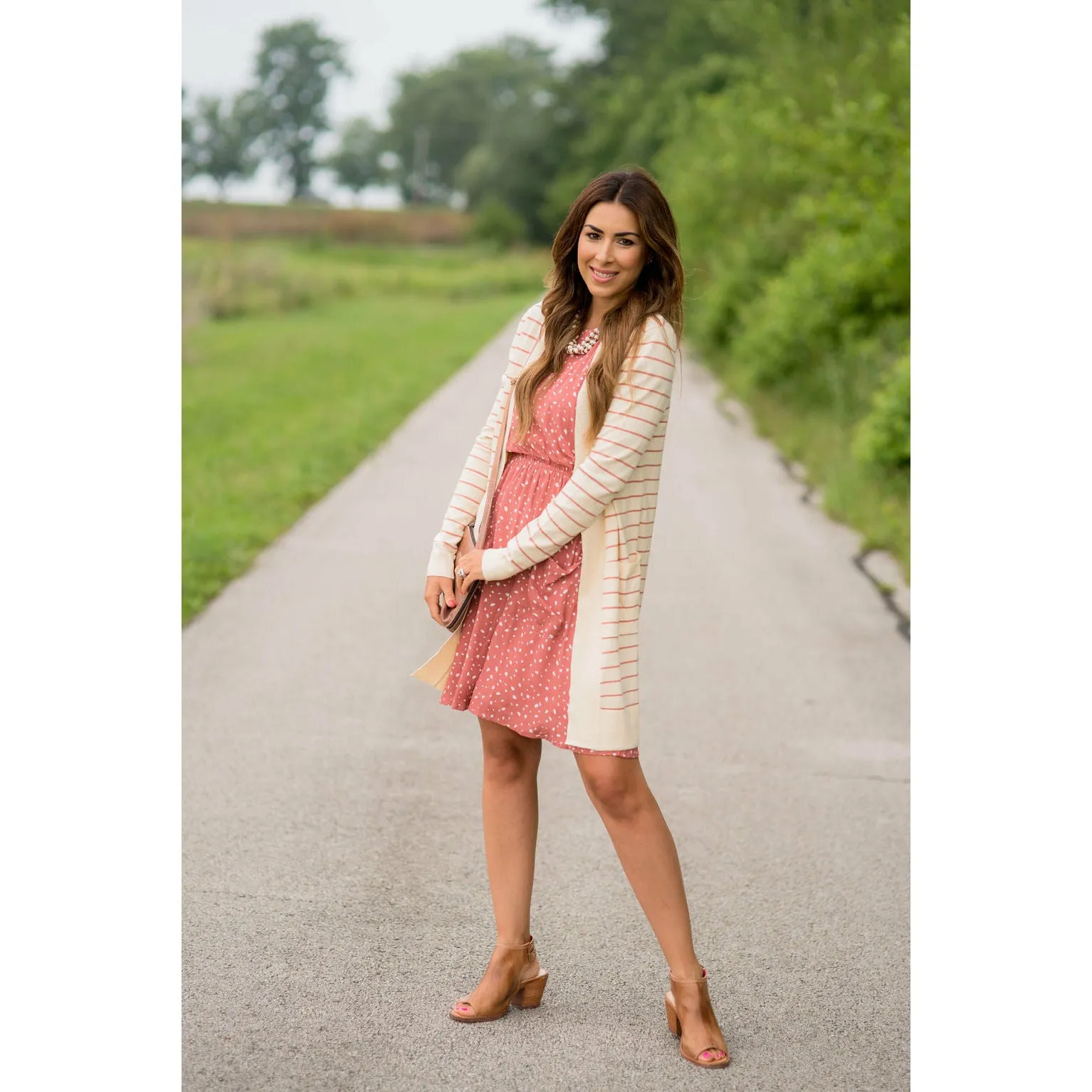 Thin Striped Cardigan-Cream