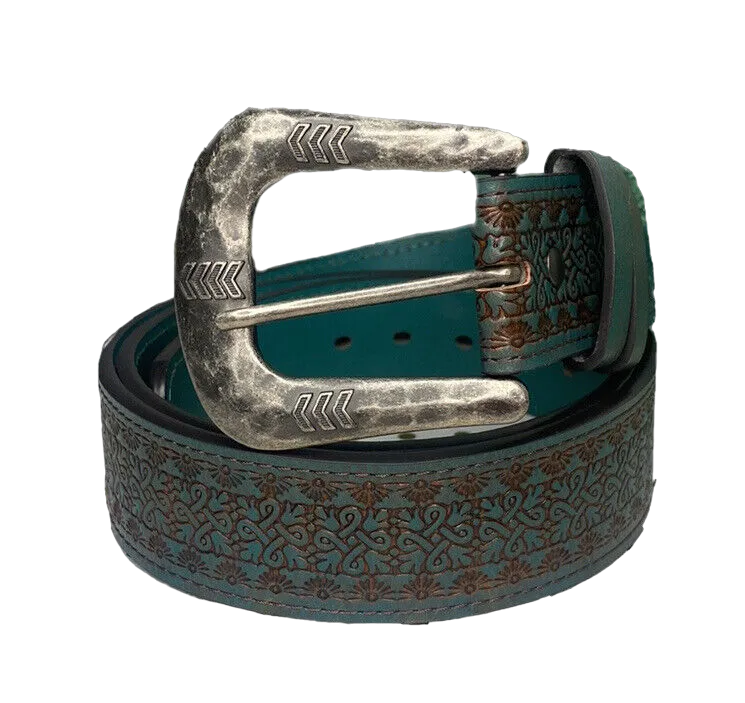 Trenditions Catchfly Western Leather Tooled Womens Belt