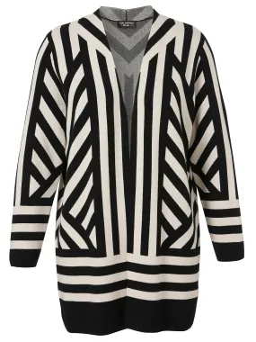 Via Appia Due Knit Cardigan in Black and Beige