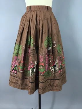 Vintage 1950s Novelty Print Skirt / Vintage Las Vegas