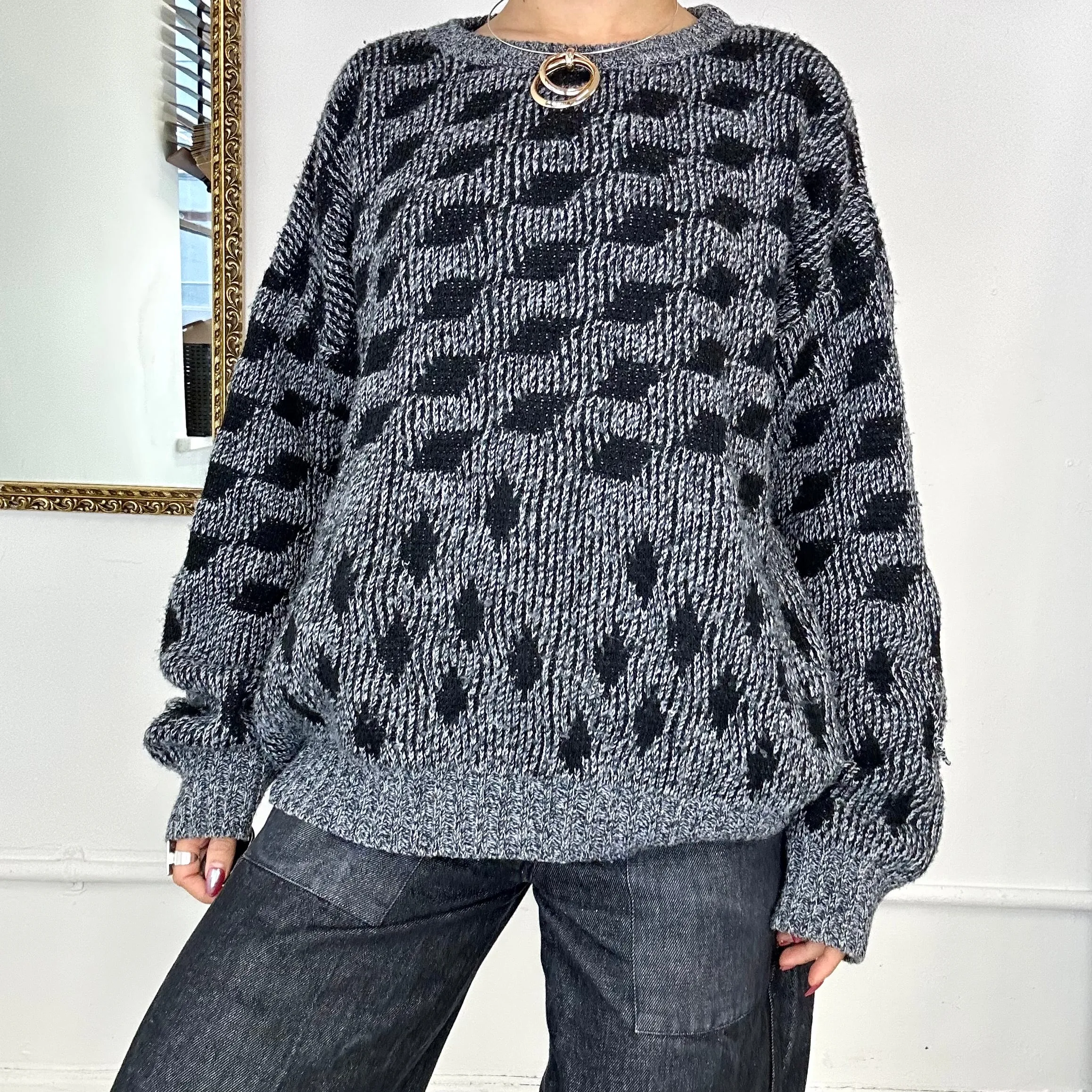 vintage patterned knit wool jumper