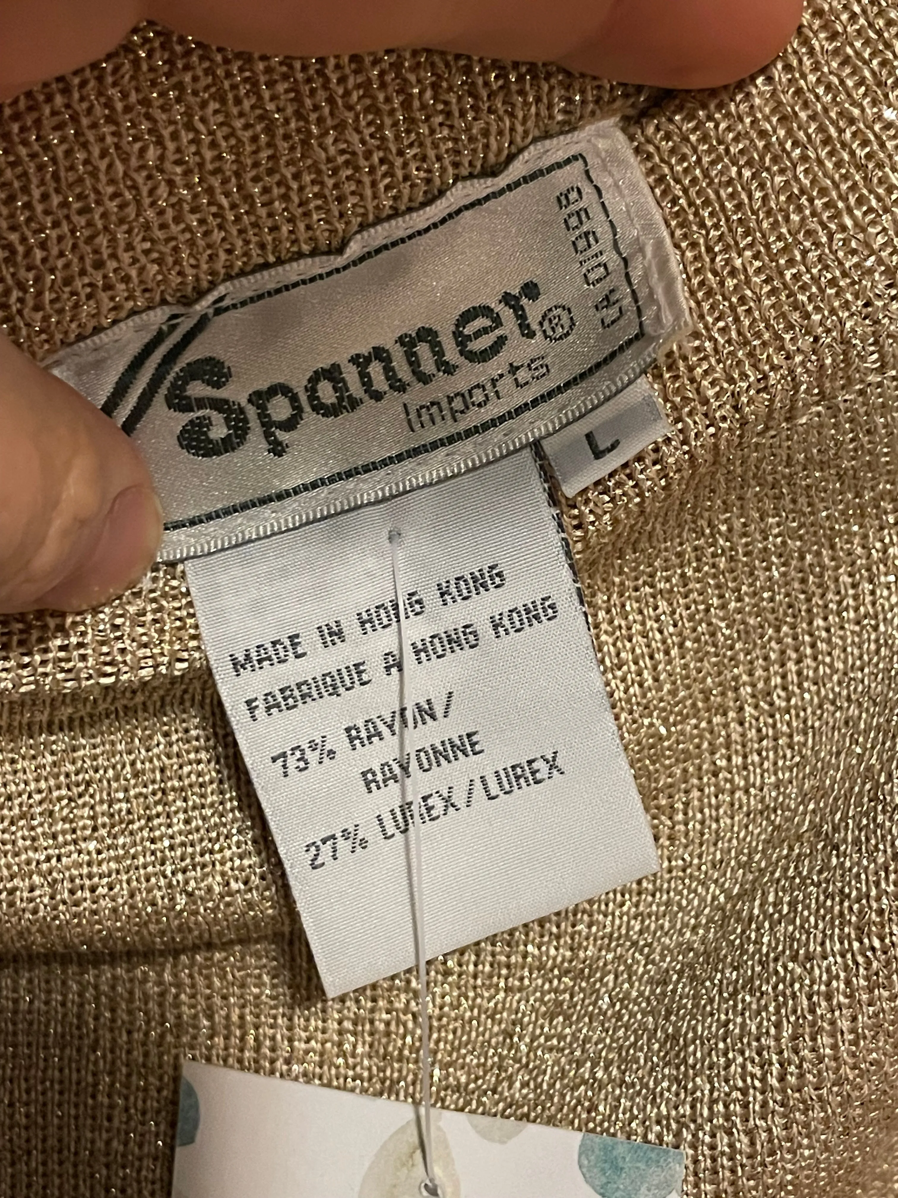 Vintage Spanner Gold Metallic Knit Skirt - Large
