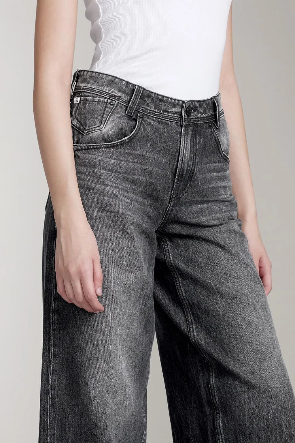 Vintage Wide Leg Jeans In Black