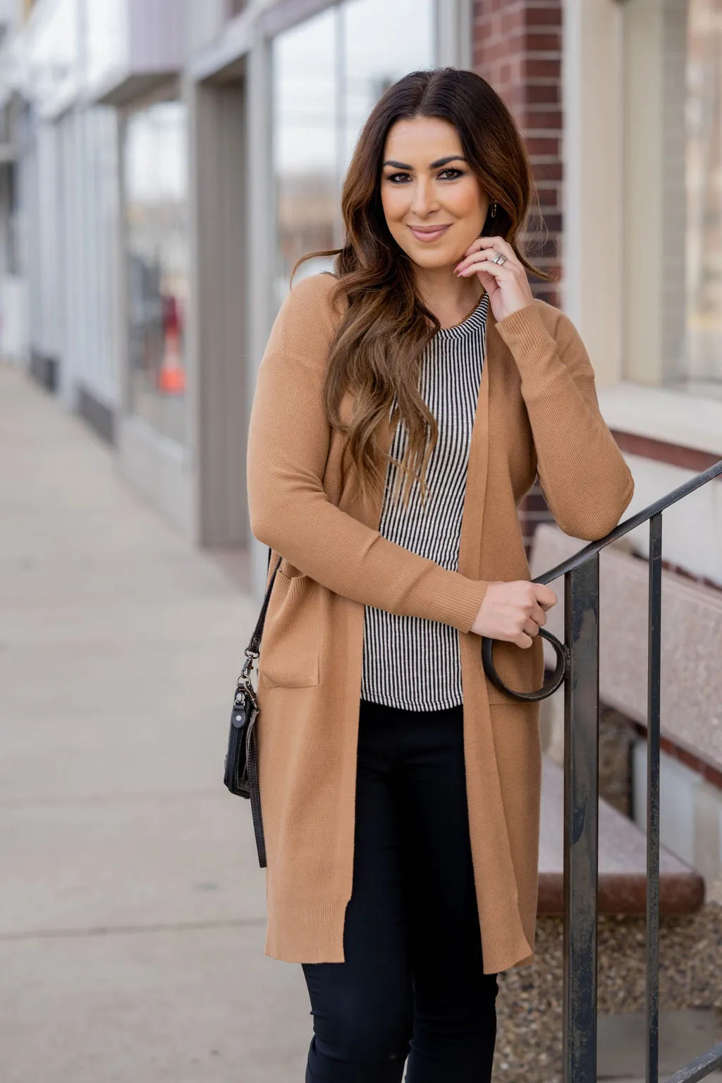 Waffled Two Pocket Tunic Cardigan