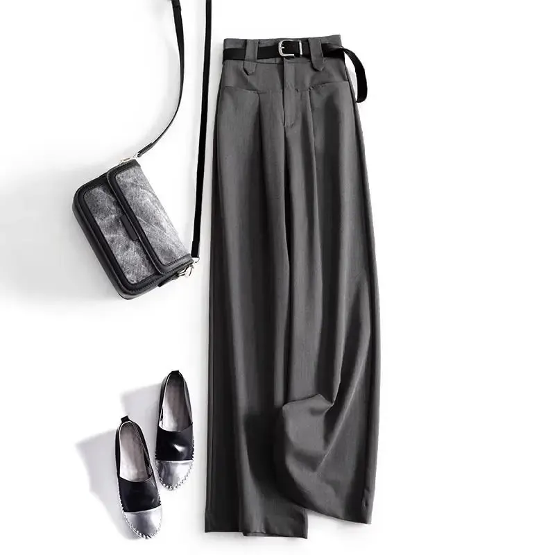 Wide-Legged Office Pants for Women, High Waist, Loose Fit, Full Length, Casual Style
