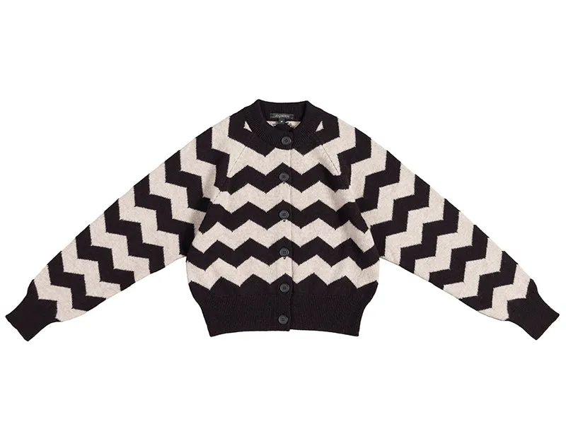 Zigzag Cardigan Black & Putty